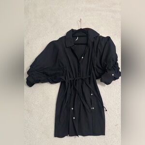 Free People Christi Black Long Sleeve Shirt Dress